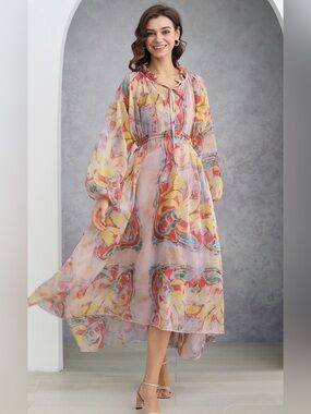 Floral Sunday Up Mesh Floral Dress